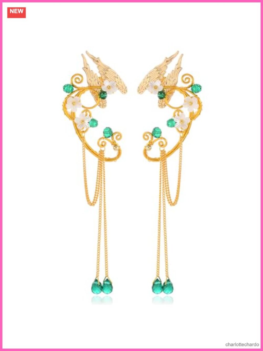 Elf Ear Cuffs Non Piercing Wings Tassel Wrap Earrings Fairy Cosplay